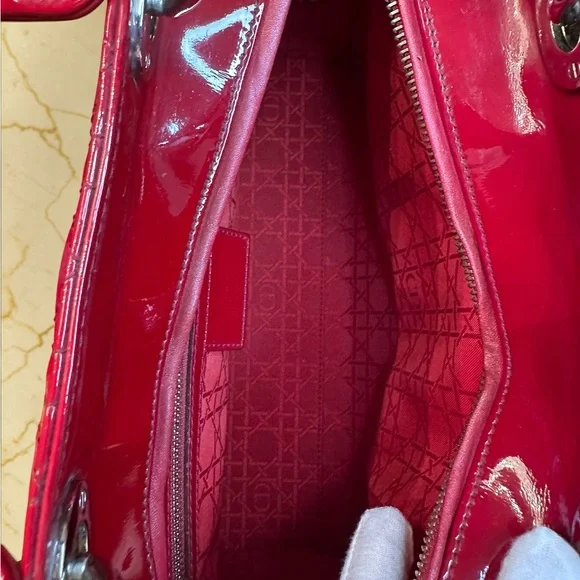 Lady Dior in Cherry Red with Signature Cannage Stitching - Picture 12 of 15